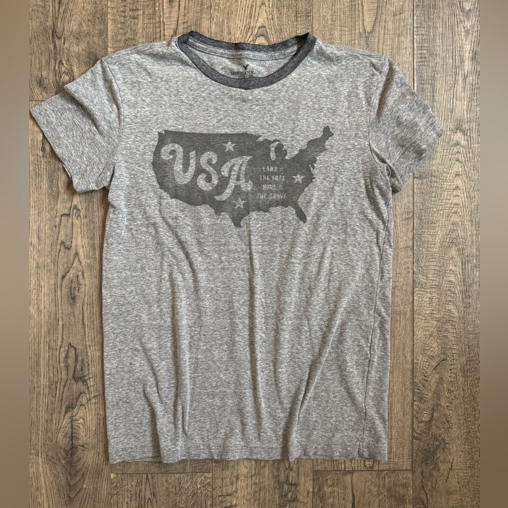 American Eagle Vintage Style Oversized USA Tee- Size XS